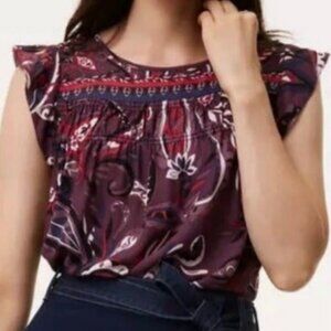 Loft sleeveless floral blouse- size Medium